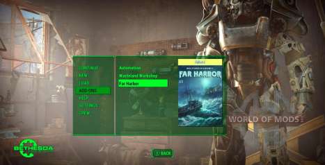 menu de mise à Jour dans Fallout 4