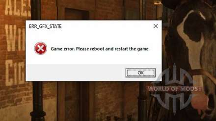 Red Dead Redemption 2 stürzt ab mit der Fehlermeldung err gfx state